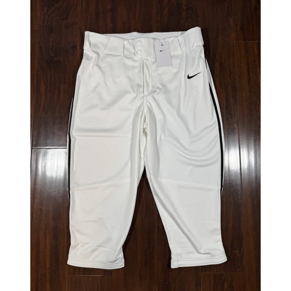 NIKE Vapor Select Team Baseball 3/4 Piped Pants White Men's L *NEW* BQ9021-106